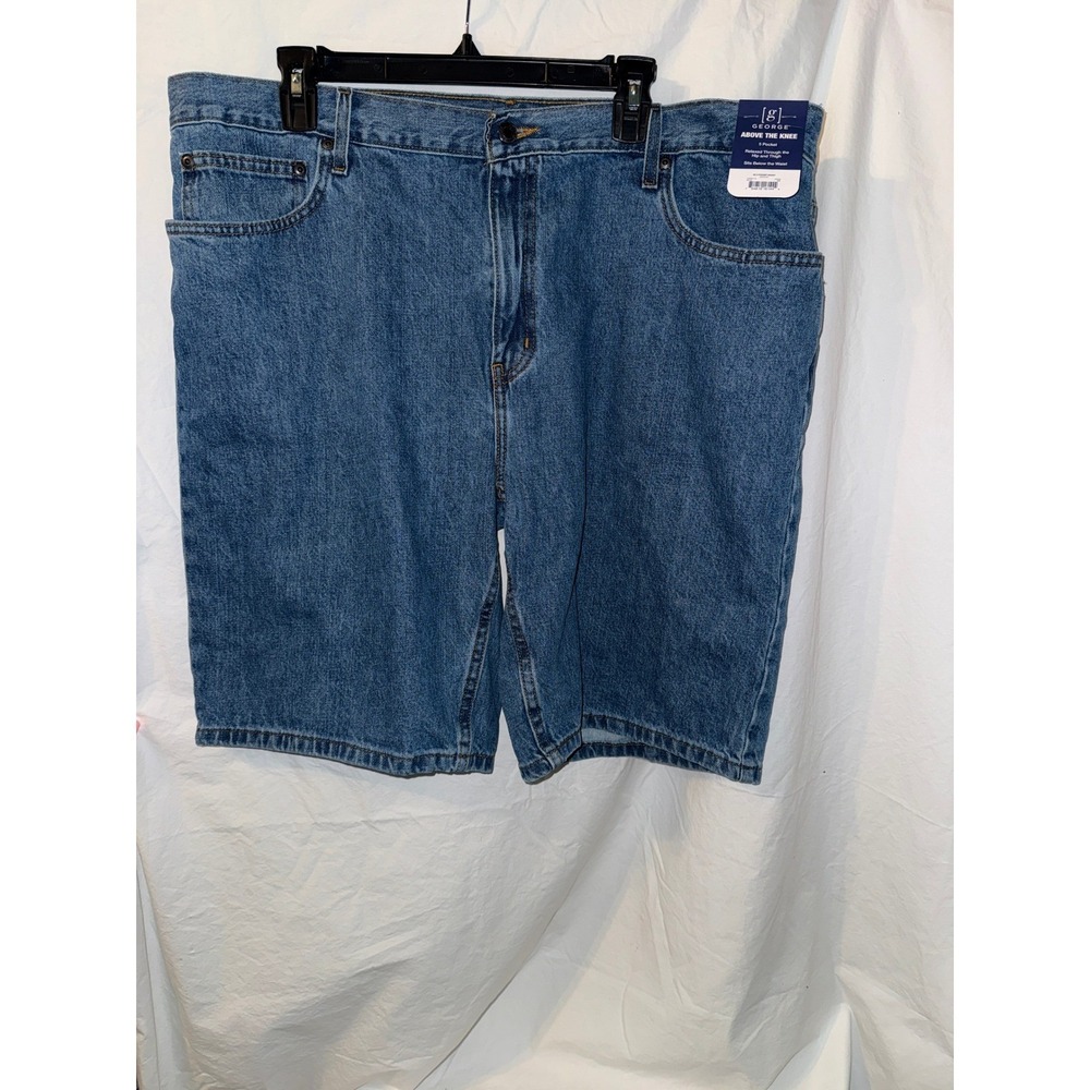 George Mens Above The Knee Denim Shorts Medium Wash Blue 42 Style 440GE NWT